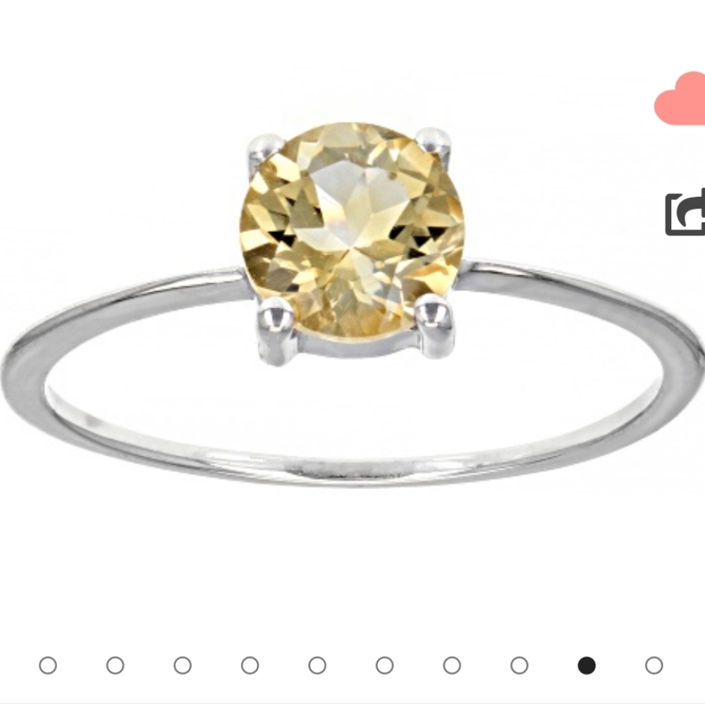 Citrine, Rhodium Over Sterling Silver Ring